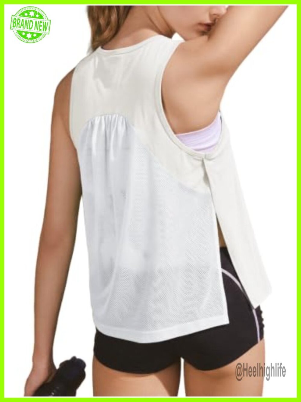 Women's Athletic Tank Top UPF 50+ Mesh Back Sleeveless Side Slits
